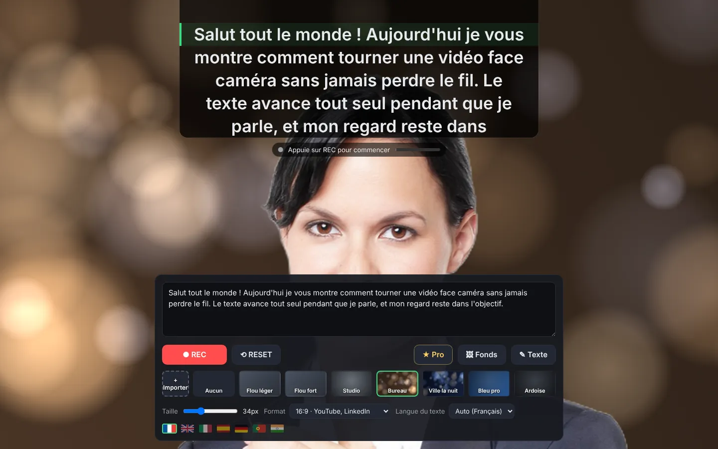Choix du fond virtuel dans KueCam